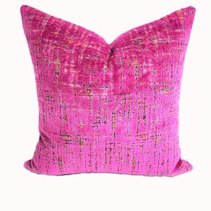 Fuchsia Velvet Throw Pillow Cover: Chenille Cut Velvet, Magenta Pink
