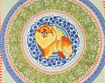 Pomeranian Dog Silk Scarf, 100% Silk Scarf Custom Designed, Dog Lover Gift, Blue and White, Toy Dog Gift, Periwinkle Blue