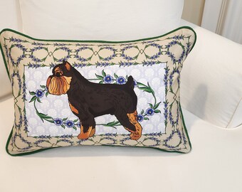 Brussels Griffon Dog Pillow, Throw Pillow, Valentine's Day Gift, Pillow Cover, Decorative Pillow, Black and Tan, Lumbar, Tan and White
