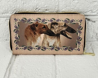 Borzoi Wallet, Custom Designed Ladies Wallet, Gift for Her, Womens Wallet, Cardholder, Ready to Ship, Zippered, Dog Lover Gift