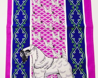 Kerry Blue Terrier Table Runner, Dog Gift, Magenta Blue and White, Table Linen, Valentine's Gift, Mother's Day Gift Pink