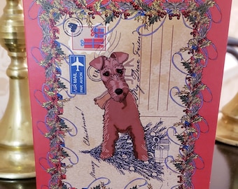 Irish Terrier Christmas Card: Puppy Holiday Greeting (8 Cards)