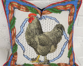 Rooster Pillow Cover: Chinoiserie Chic Decor Cushion, French Country Chicken