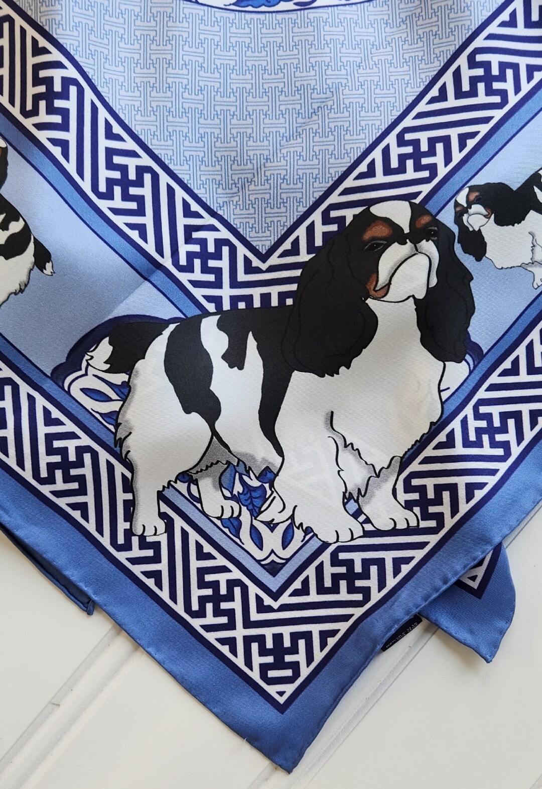 Neutral blue two toned pet scarf. main image 0