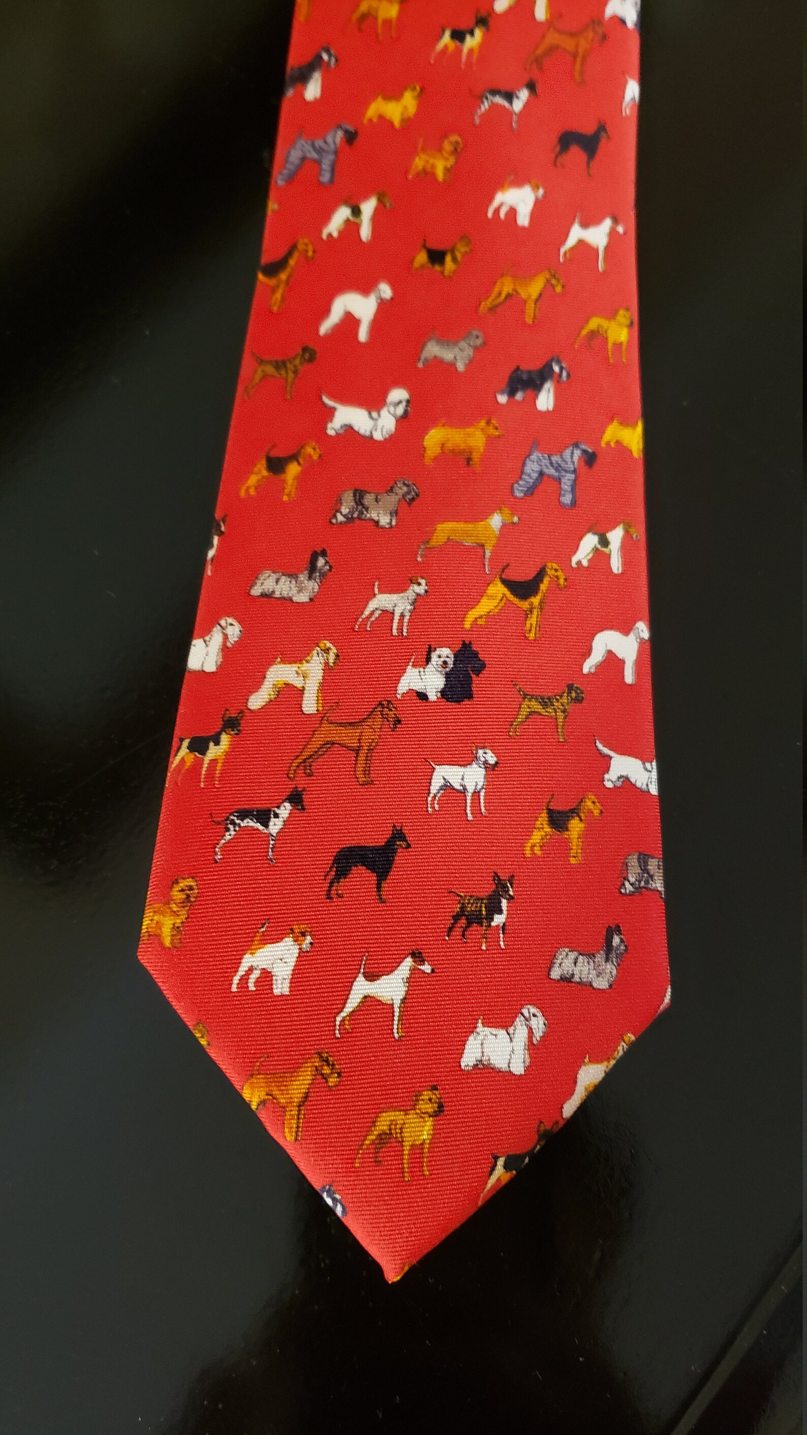 Red Silk Men's Neck Tie Dog Breed Tie Dog Lover Gift Etsy
