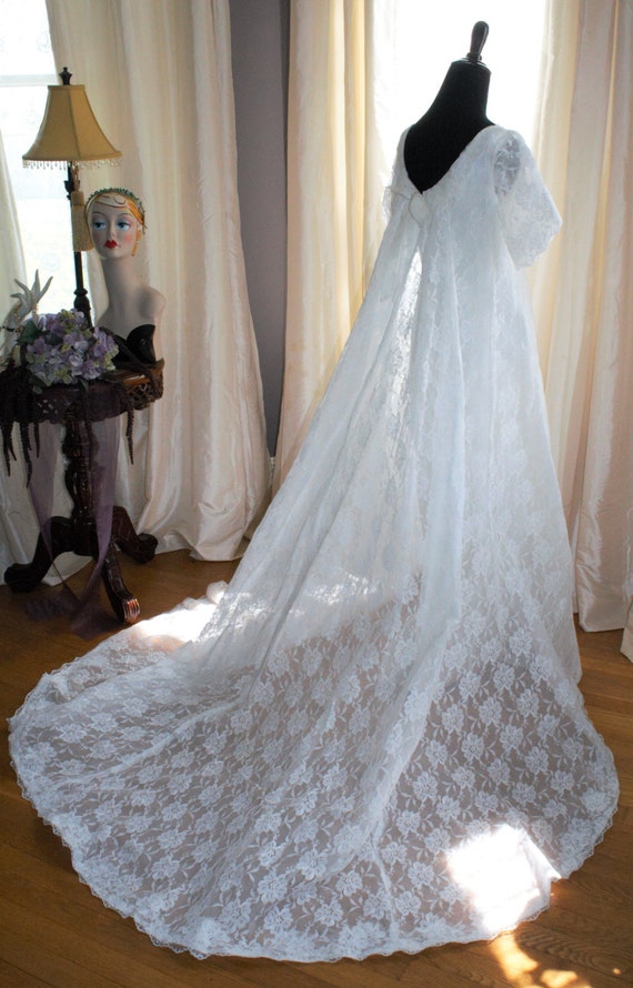 wedding dress with attached train