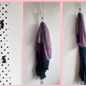 Black and white spot ribbon scarf organiser - hanging display