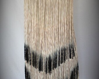 Flapper Vintage Dress, Fringed, Art Deco, Dress, Cream, Taupe, Black Layered and Hued