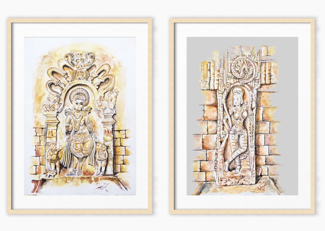 Set of 2 - Handmade Original Paintings, Goddess, Gatekeeper - Original ...