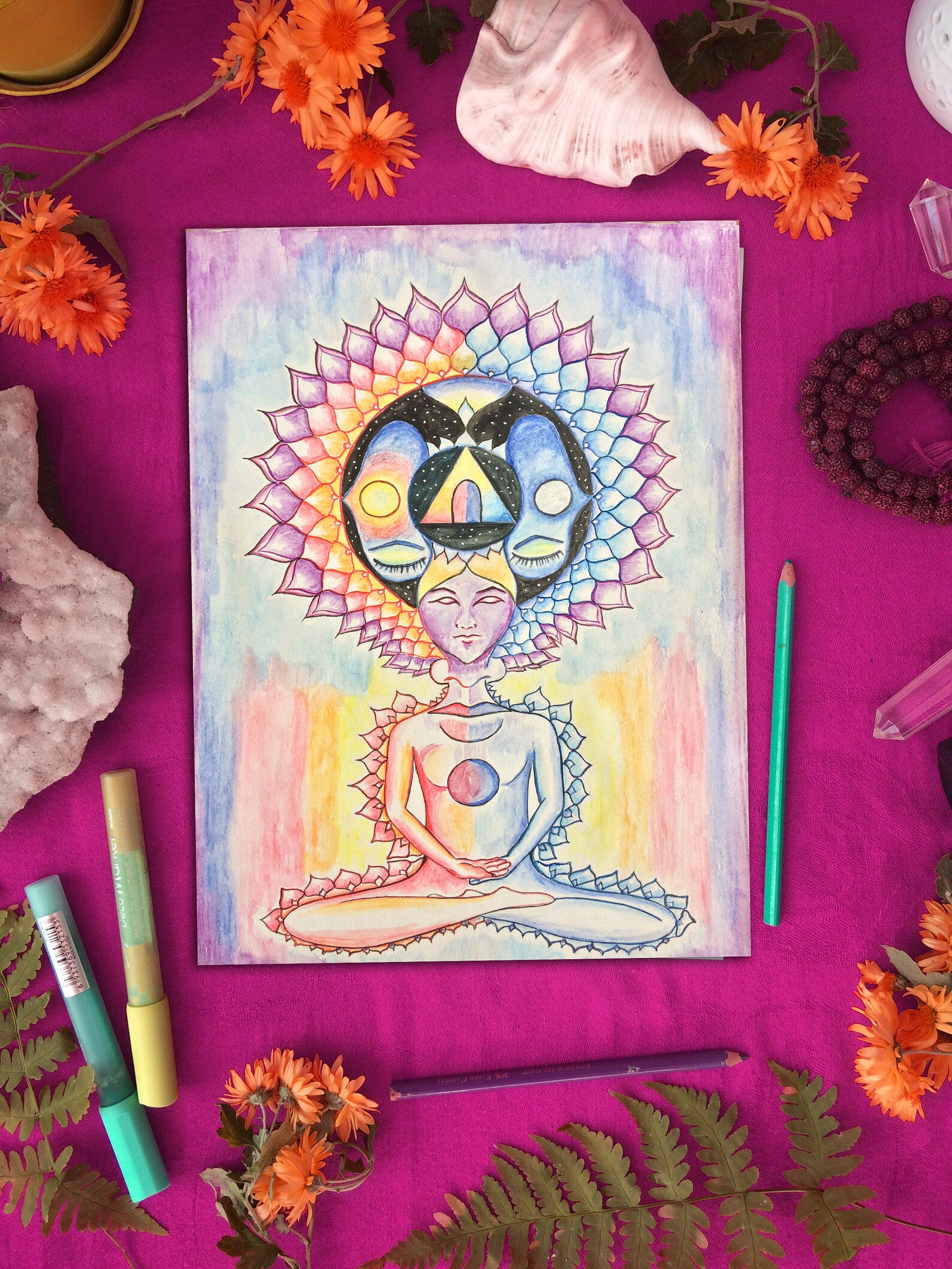 Original Chakra Goddess Paintings Third Eye Original water Etsy
