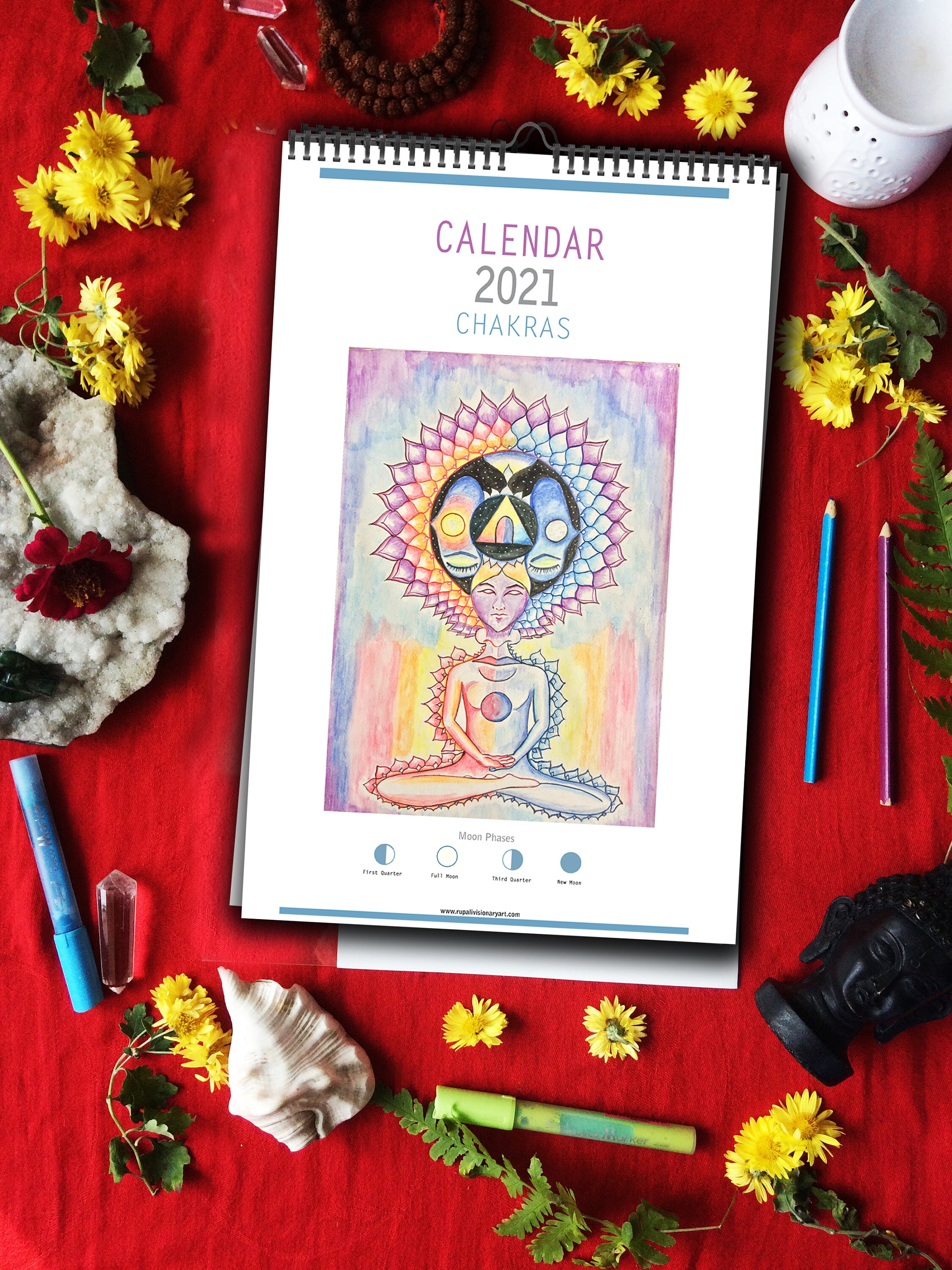 Yoga Art Chakras Calendar 2021 Original paintings of Chakra Etsy