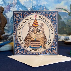 D&D owlbear birthday card - Let's Party!