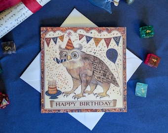 D&Dのフクロウグマの誕生日カード - パーティーアニマル