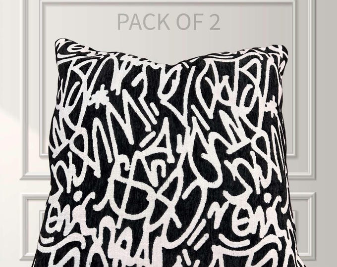 Abstract Black and White Throw Pillow Cover, 22x22, PACK OF 2, Cover Only by Design 59