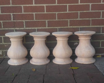 Chunky Balustrade Coffee Table Legs, Unfinished Wood Furniture Legs- Set of 4 Balusters (T10)