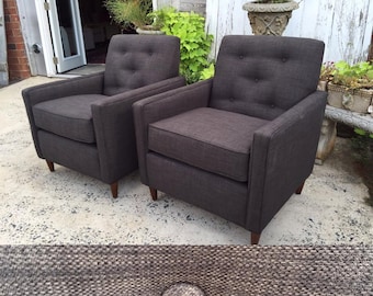 Mid-Century Charcoal Grey Linen Upholstered Accent Chair~ Design 59 inc.