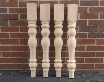Cottage Farmhouse Dining Table Legs- Turned Wood Table Legs