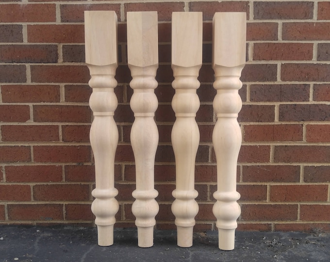 Cottage Farmhouse Dining Table Legs- Turned Wood Table Legs