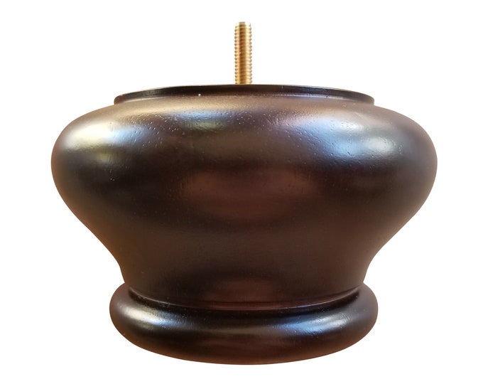 3.5" Sofa Legs, LARGE Bun Feet, American Dark Brown Finish