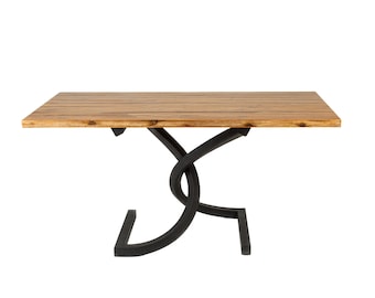 Mid Century Modern Acacia Wood Dining Table