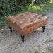 Distressed Vegan Leather Tufted Upholstered Ottoman- Footstool, coffee table- Design 59 inc