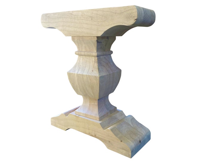 16" Unfinished Trestle Table BENCH Base- Hardwood Pedestal- Design 59 (V02)