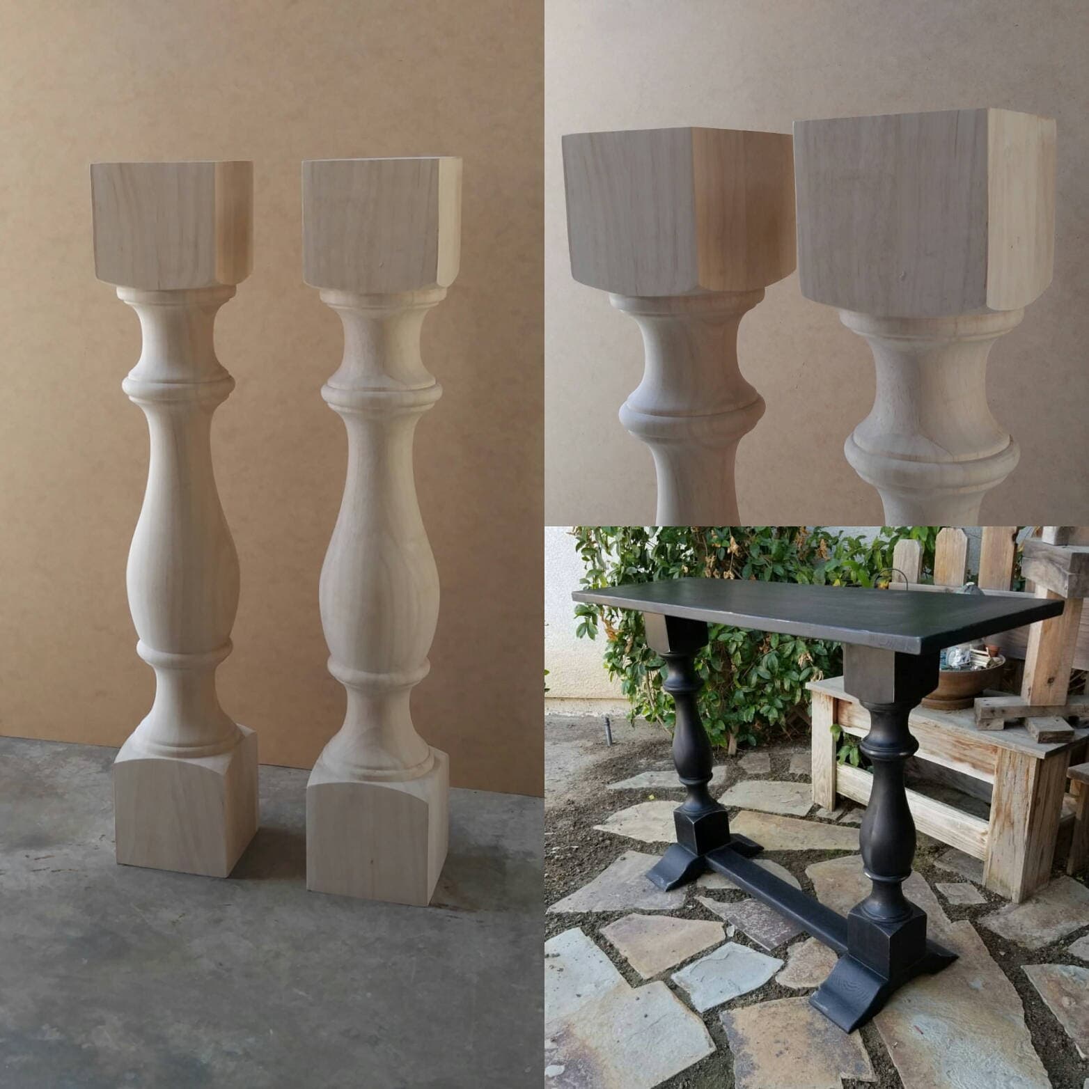 Pair Unfinished Monastery Console Table Legs Set Of 2 Turned Etsy