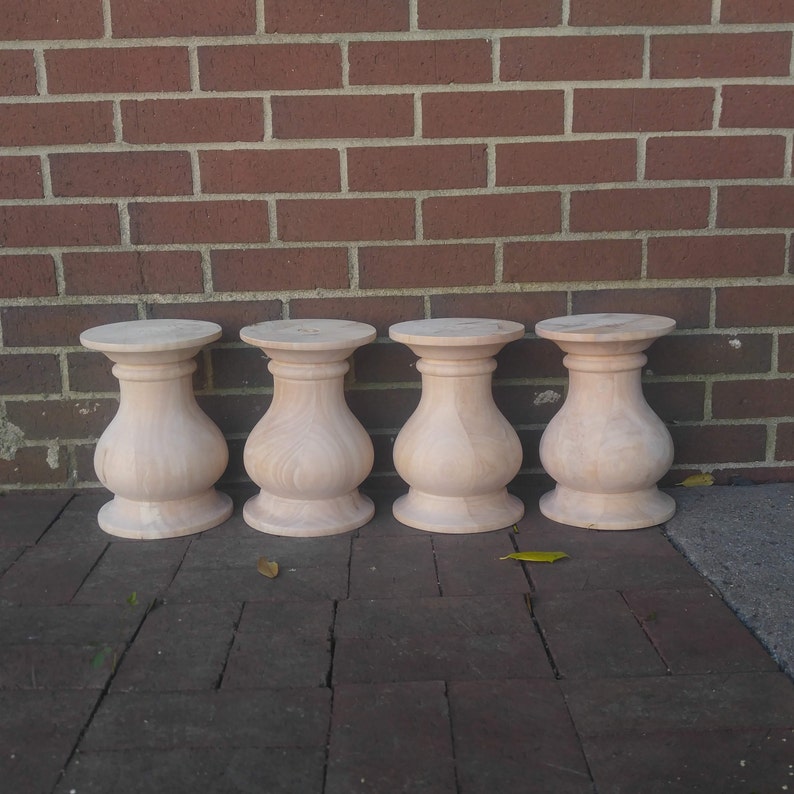 Chunky Balustrade Coffee Table Legs, Unfinished Wood Furniture Legs Set of 4 Balusters T10 image 1