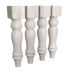 16 Chunky Farmhouse Bench Legs or Coffee Table Legs Unfinished Wood, Wide Set of 4 Parawood