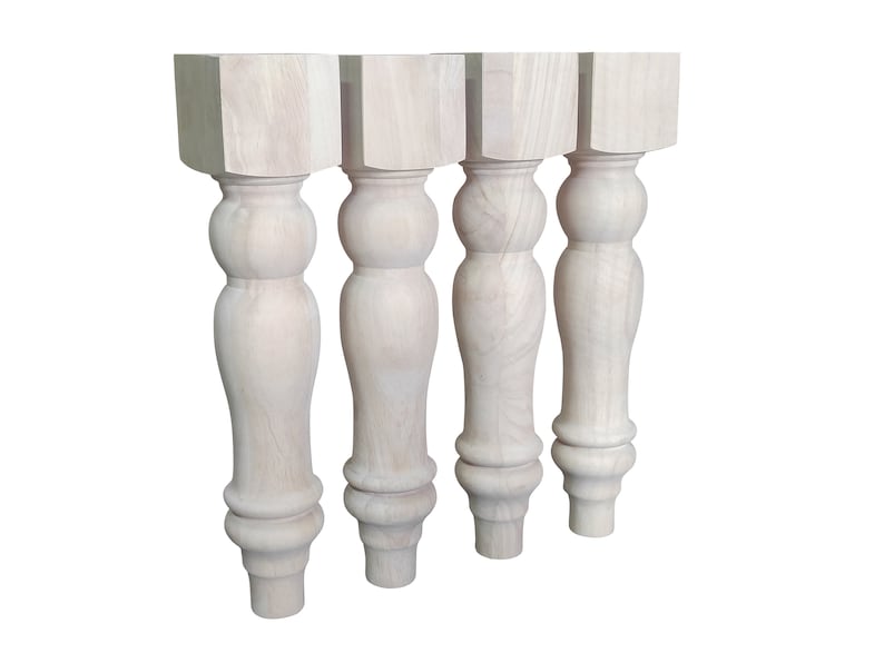 16 Chunky Farmhouse Bench Legs or Coffee Table Legs Unfinished Wood, Wide Set of 4 image 1