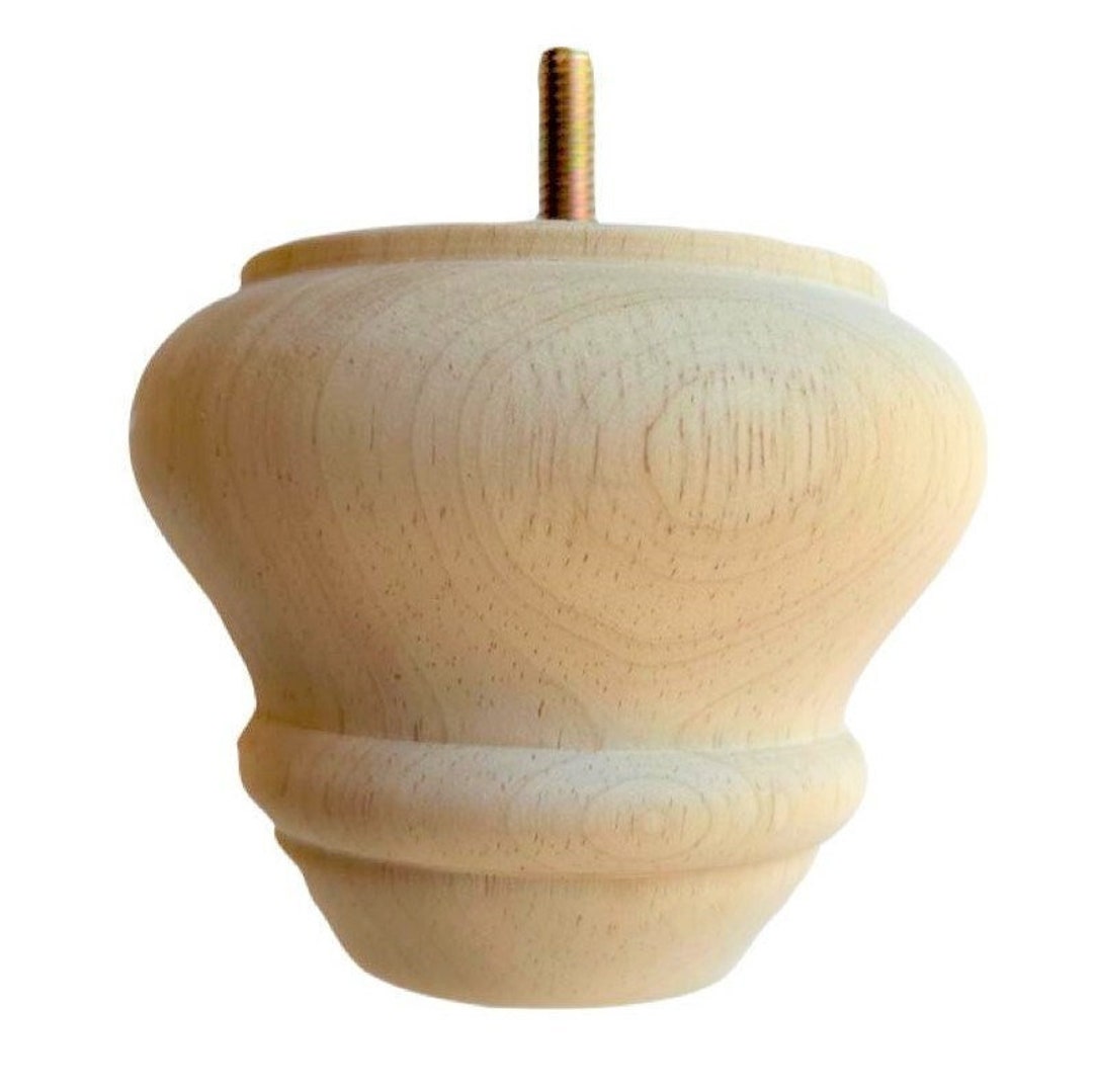 3 Wood Sofa Legs, Unfinished Bun Feet, Furniture and Upholstery