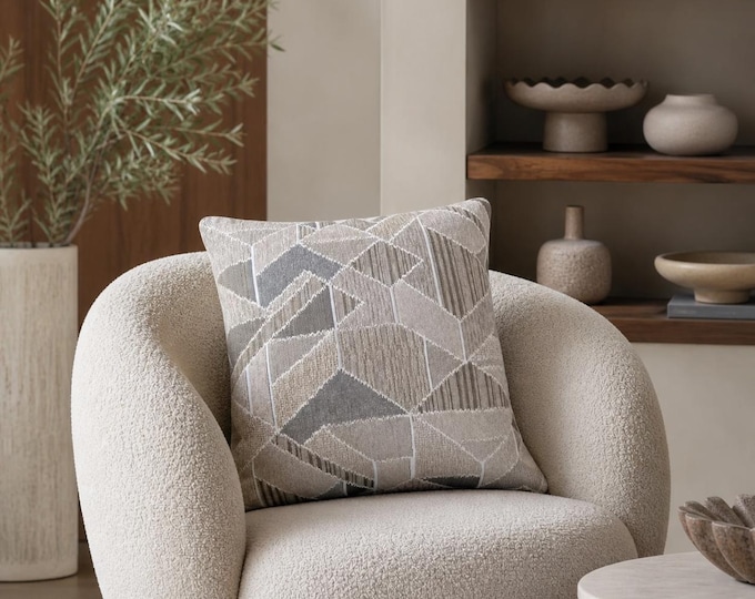 Neutral Geometric Throw Pillow Cover, 22x22, PACK OF 2, Cover Only by Design 59