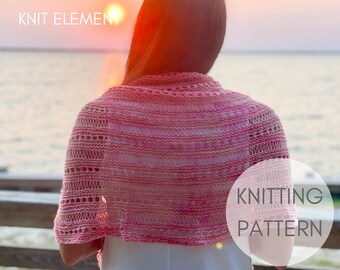 One Skein Shawl Pattern, Knitting Pattern, Striation Crescent Shawl Pattern, Knit Scarf Pattern, Lightweight Scarf Pattern, Easy Knitting