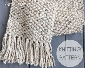 Knitting Pattern, Beginner Knitting Pattern, Chunky Knit Scarf Pattern, Knitted Scarf, Pattern Long Fringe Scarf Pattern, Unisex Scarf