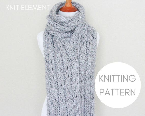 Knitting Pattern Cable Scarf Knitting Pattern Chunky Knit Scarf Pattern Knitted Scarf Pattern Long Cable Scarf Pattern Unisex Scarf