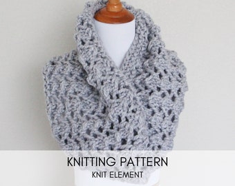 Chunky Knit Diamond Cowl Pattern: Oversize Super Bulky Yarn (PDF Pattern)