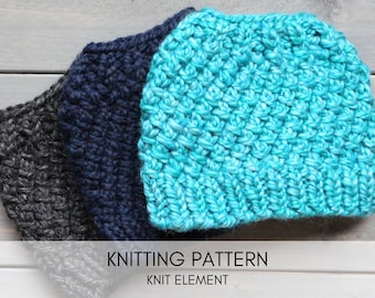 Messy Bun Hat Knitting Pattern: Super Bulky Yarn (PDF Pattern)