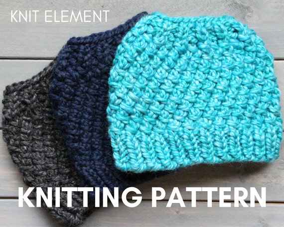 Knitting Pattern Messy Bun Hat Knit Pattern Knit Ponytail Hat Pattern Running Headband Pattern Running Hat Pattern Bun Beanie Pattern
