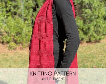 Easy Knit Scarf Wrap Pattern, Fingering Weight (PDF Pattern)