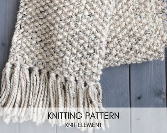 Chunky Knit Fringe Scarf Pattern: Beginner Knitting (PDF Pattern)