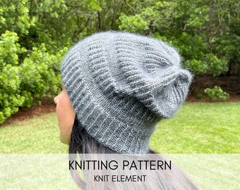 Mohair Slouchy Hat Knitting Pattern: Twisted Rib Design (PDF Pattern)