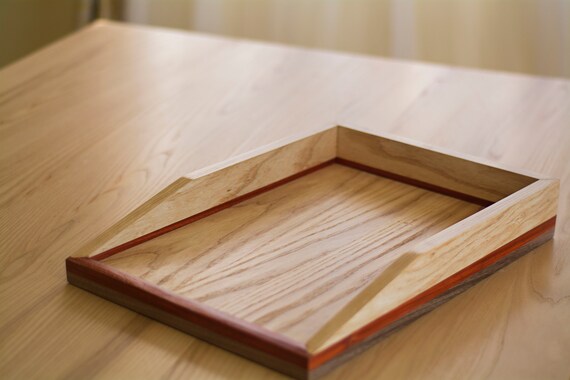 Wood Paper Tray For Desk Made Of Ash Padauk And
