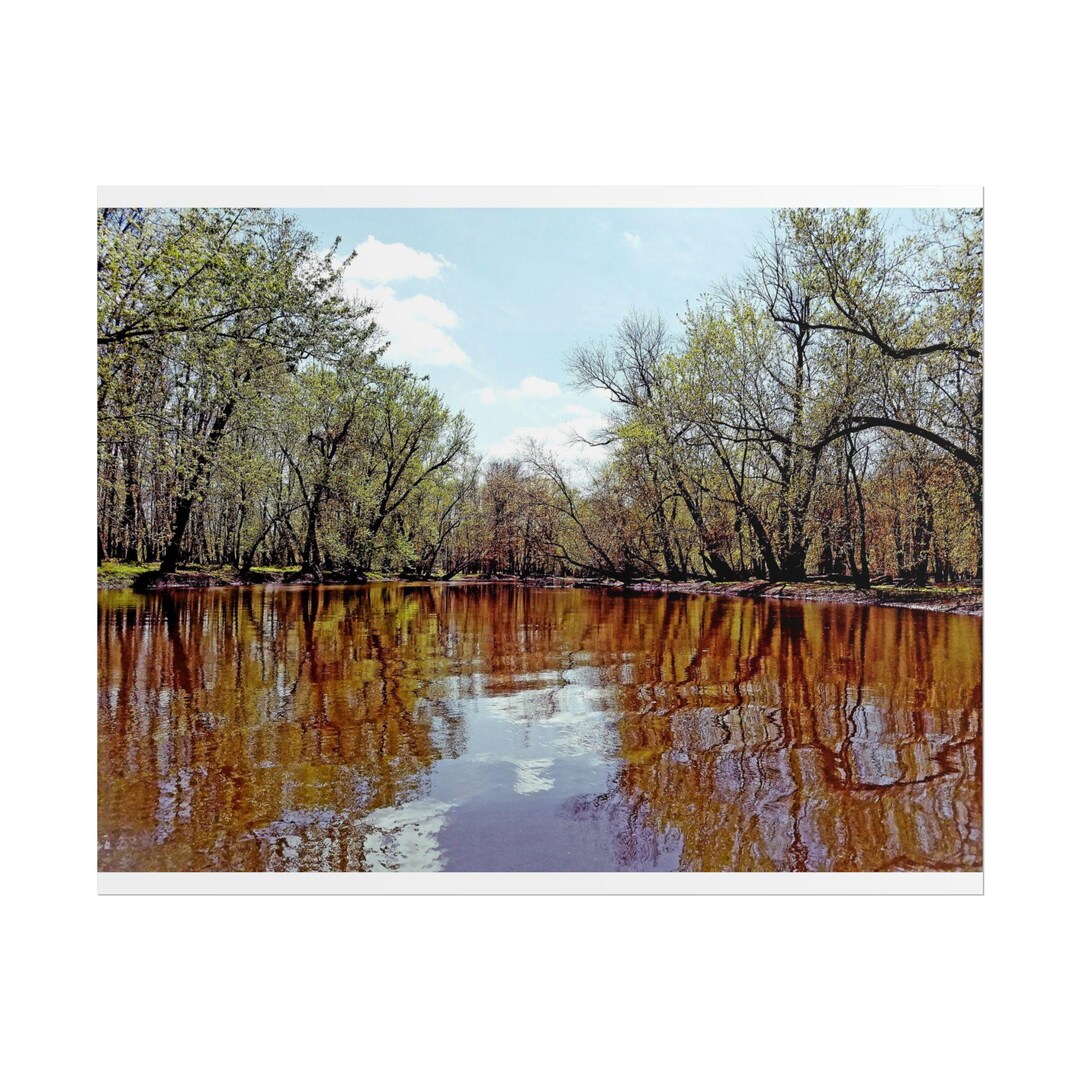 River Reflection Landscape Poster | Trees, Water, Sky - Etsy