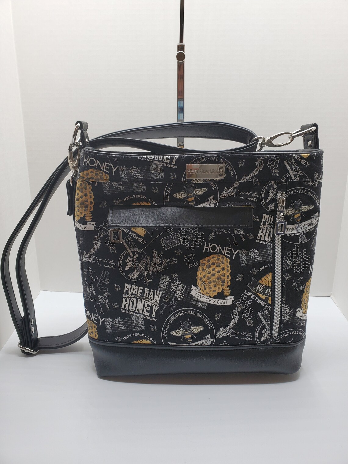Belamour Crossbody Bag in Black/Yellow Bee Design Design by Etsy