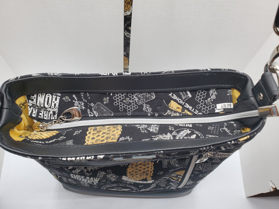 Belamour Crossbody Bag in Black/Yellow Bee Design Design by Etsy