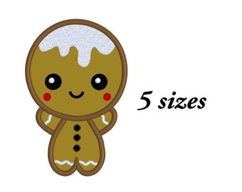 gingerbread man applique design, instant download, 5 sizes, fits 4x4, 5x7, 6x10 hoop