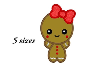 gingerbread girl applique design, instant download, 5 sizes, fits 4x4, 5x7, 6x10