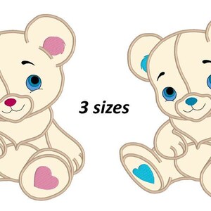 Applique bear machine embroidery design, 3 sizes, design for kids, instant download