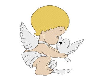 angel machine embroidery design, design for kids, fill embroidery design, instant download