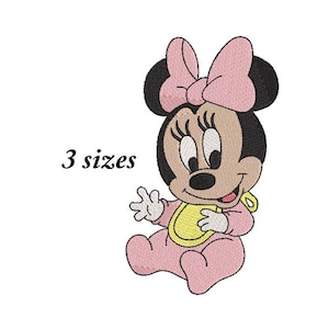 young minnie mouse machine embroidery design, design for kids, fill embroidery design, instant download, 3 sizes, 4x4, 5x7, 6x10 hoop